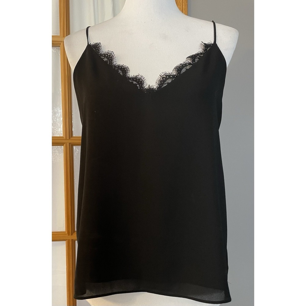 Allison Joy Women's Slip Tank Top S Black Layered Lace Clubwear Party USA Made
